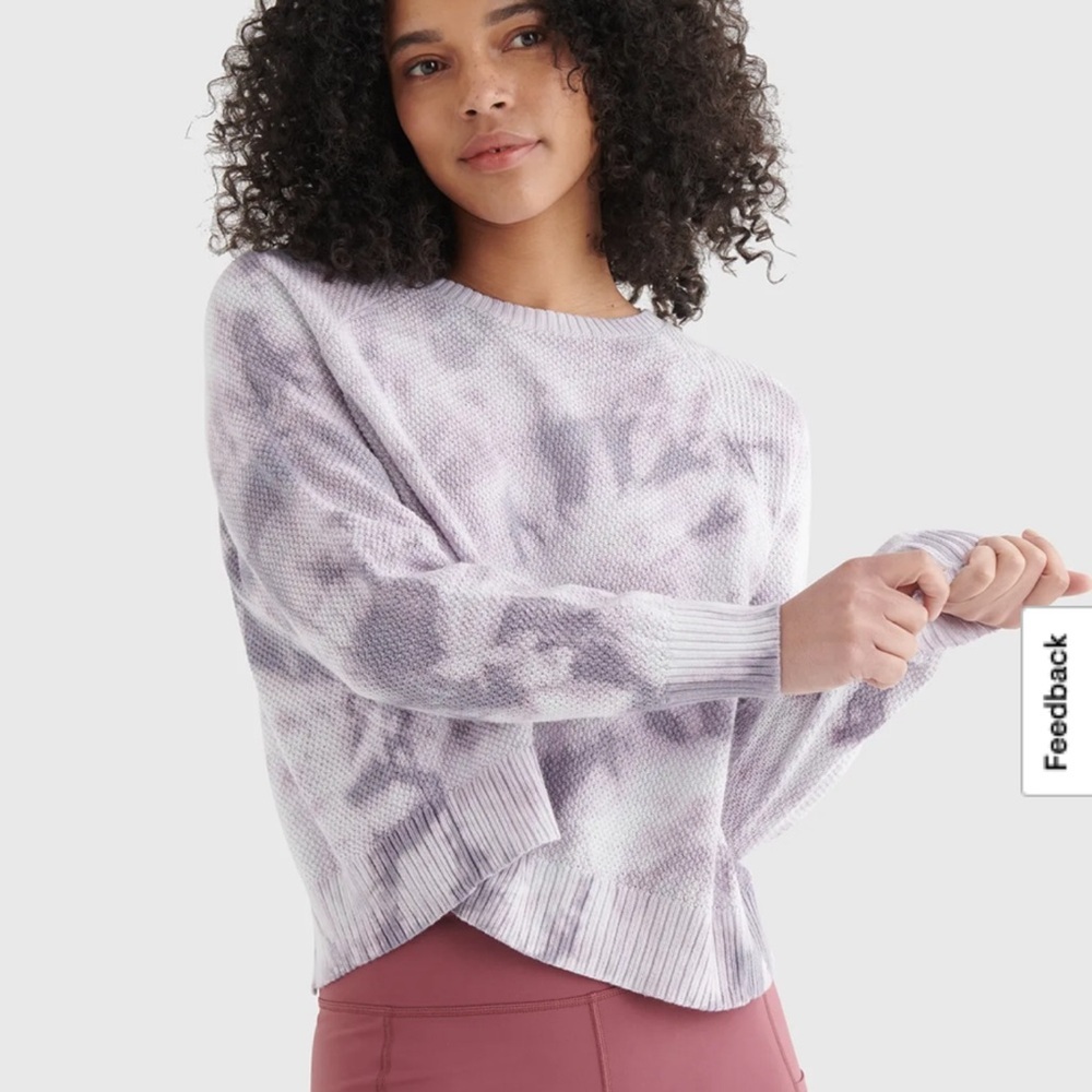 Lucky Brand Women's Tie-Dye Lavender and Gray Split Back Sweater size Small